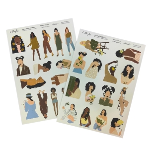 CrafTangles Precut Journal Stickers - Fashion Girls 1 (Pastel Collection) (29 stickers)