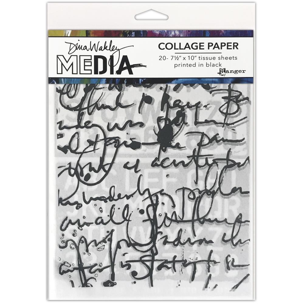 Dina Wakley Media Collage Tissue Paper 7.5"X10" 20/Pkg - Text Collage