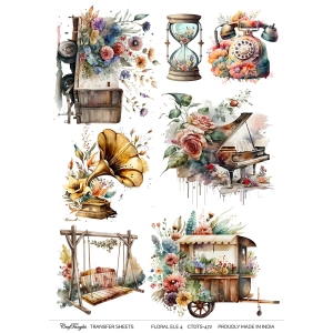 CrafTangles A4 Transfer It Sheets - Floral Elements 4