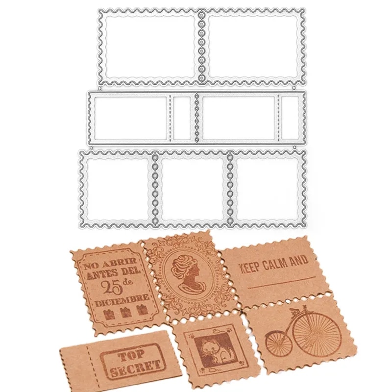 Steel Cutting Dies - Postcard Vintage Stamps (Set of 7 dies)