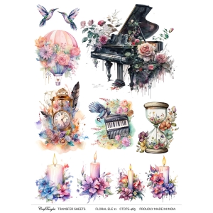 CrafTangles A4 Transfer It Sheets - Floral Elements 11