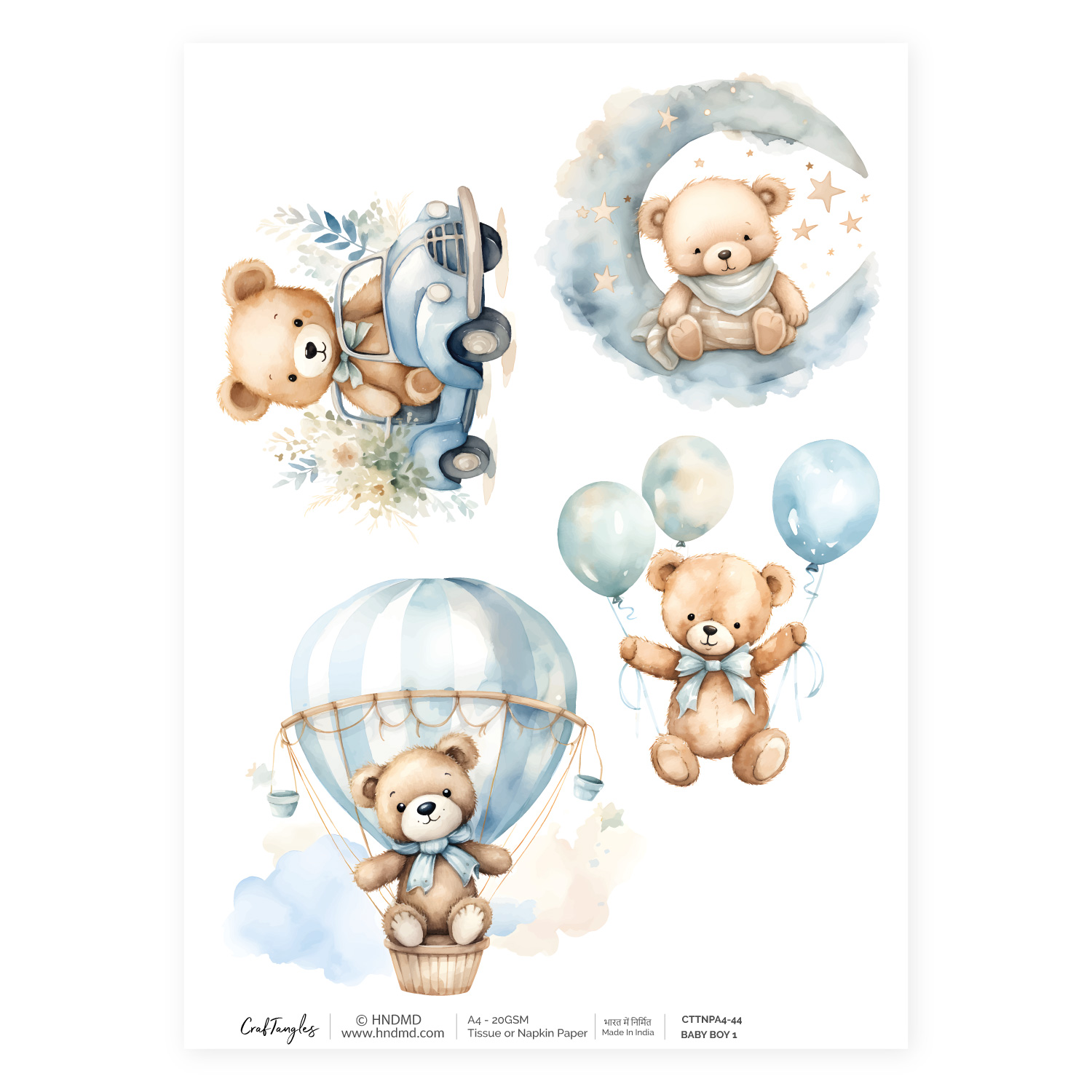 CrafTangles Decoupage Napkin / Tissue / Collage Paper - Baby Boy 1
