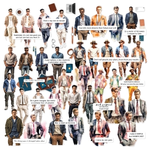 CrafTangles Precut Journal Stickers - Fashion People 2 (Pack of 64 stickers)