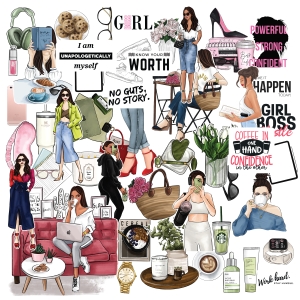 CrafTangles Precut Journal Stickers - Girl Boss 2 (Pack of 48 stickers)