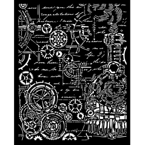 Stamperia Stencil 20 by 25 cm - Sir Vagabond In Fantasy World Gears