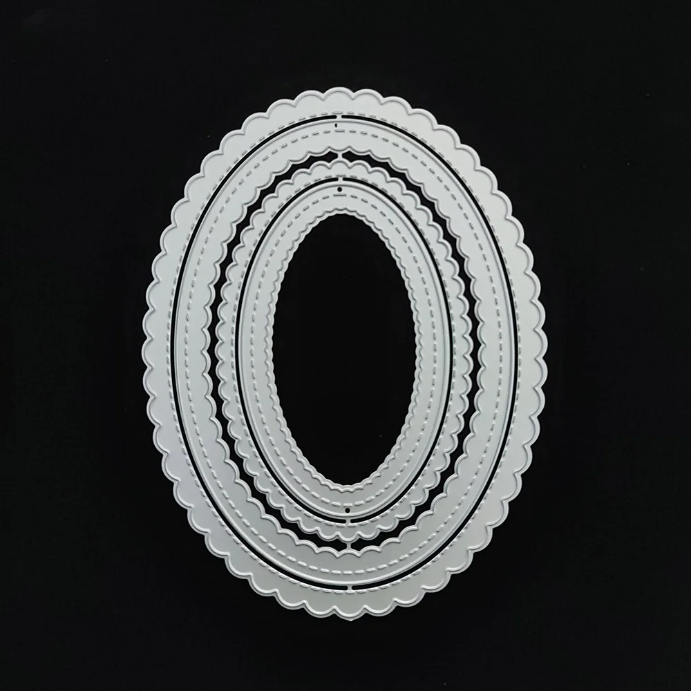 Steel Dies - Scalloped Stitched Ovals (Set of 4 dies)