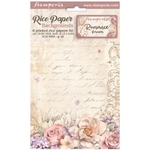 Stamperia Assorted Rice Paper Backgrounds A6 8/Sheets - Romance Forever