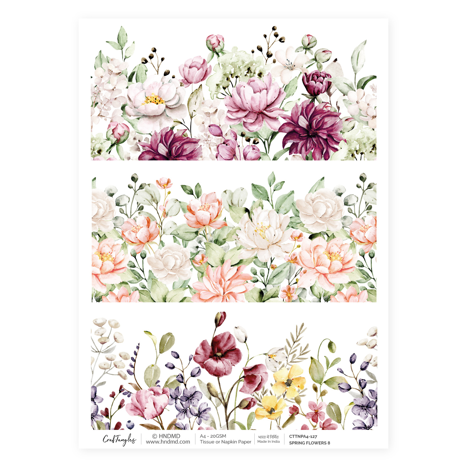 CrafTangles Decoupage Napkin / Tissue / Collage Paper - Spring Flowers 8