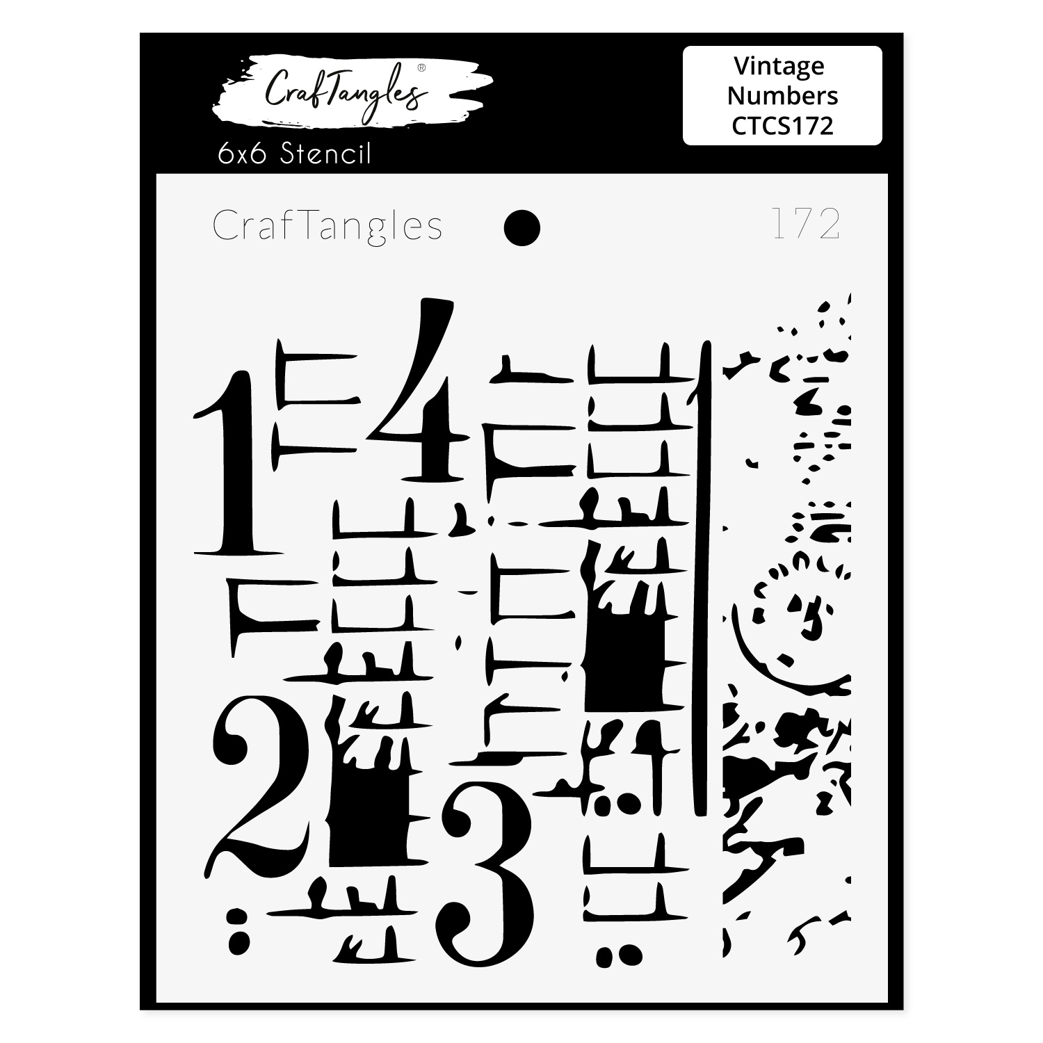 CrafTangles 6"x6" Stencil - Vintage Numbers