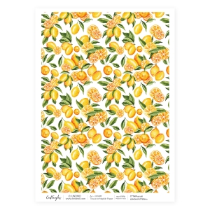 CrafTangles Decoupage Napkin / Tissue / Collage Paper - Lemon Pattern 1
